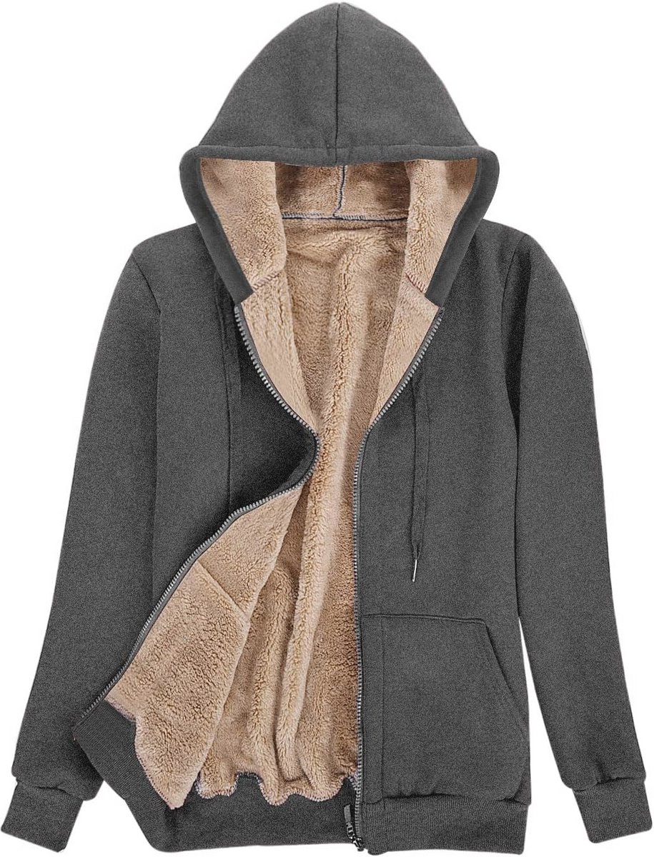 Hoodie dames fleece sweatshirt met ritssluiting en capuchon, warm en trendy voor herfst en winter