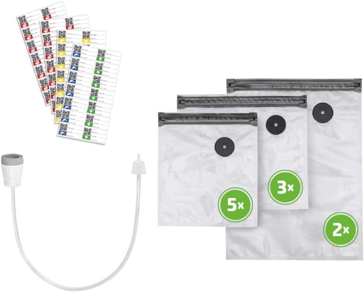 Vacuümadapterset met ZIP-zakken en accessoires voor vers voedsel