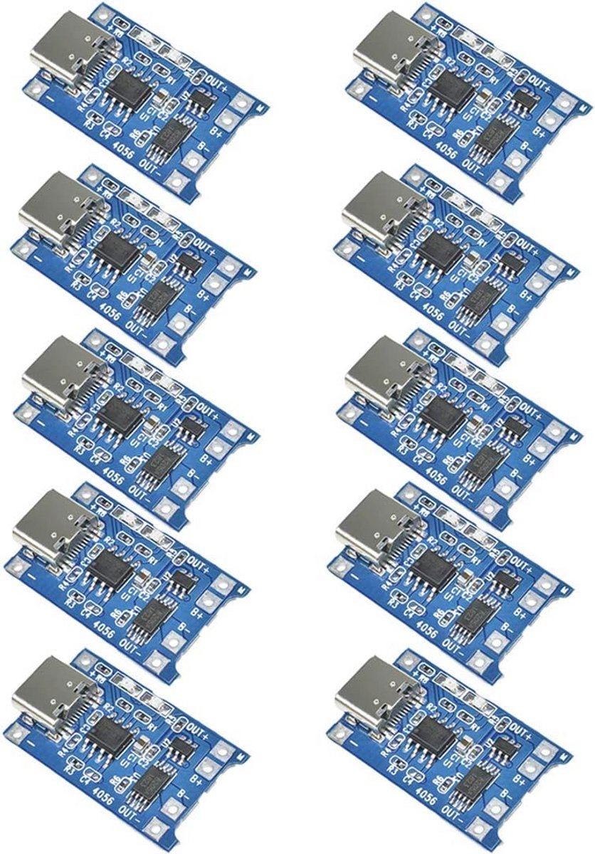 10 Stuks Type C USB 5V 1A 18650 Lithium Batterijlader Module met Dubbele Bescherming