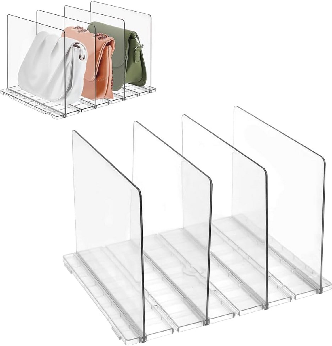 Set van 4 transparante ABS-plankverdelers voor slimme opberging en organisatie