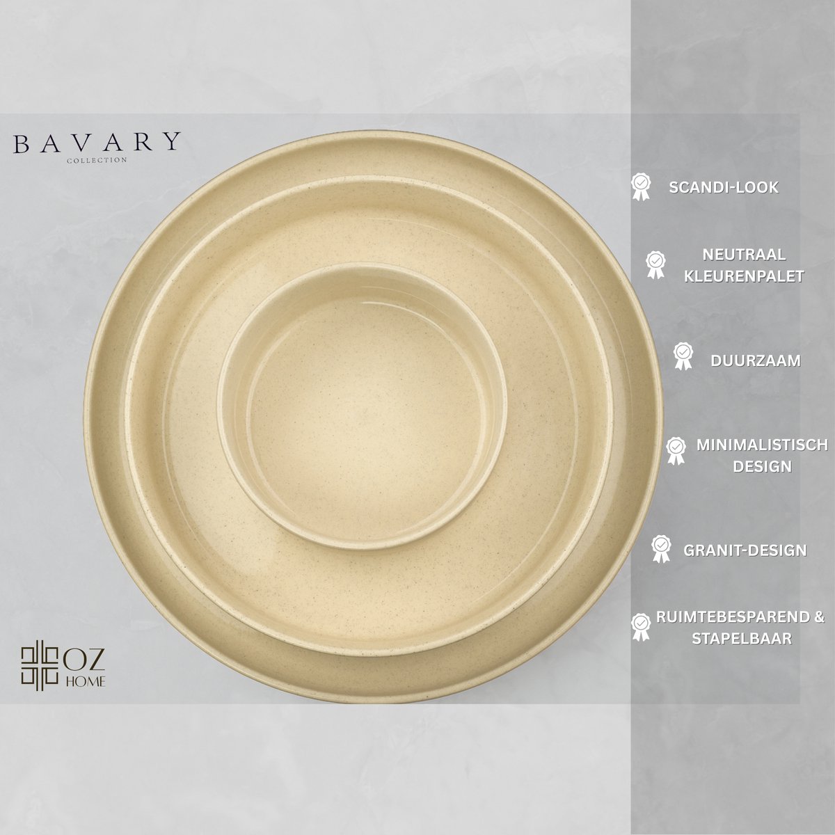 Favori Store | Bavary 27-delige Chubby Serviesset | Wit-Taupe - Den Haag