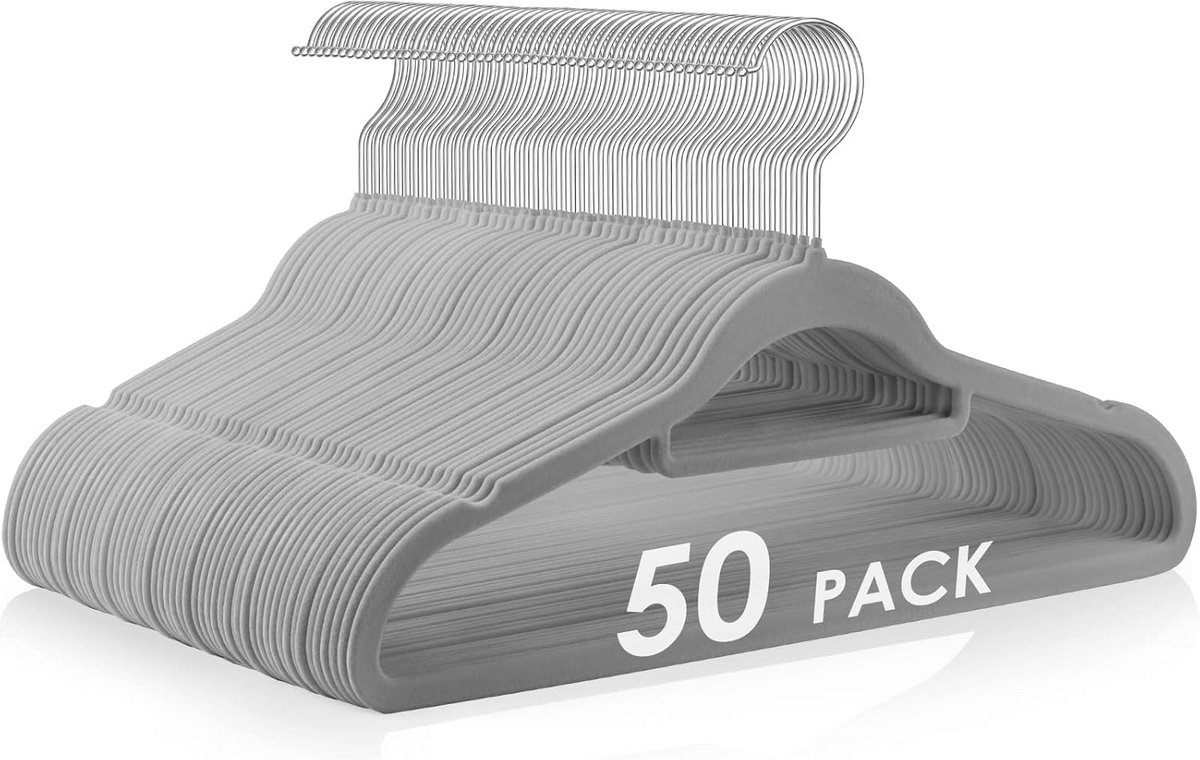Ruimtebesparende fluwelen hangers met antislip en 360 graden draaibare haak - 50 stuks