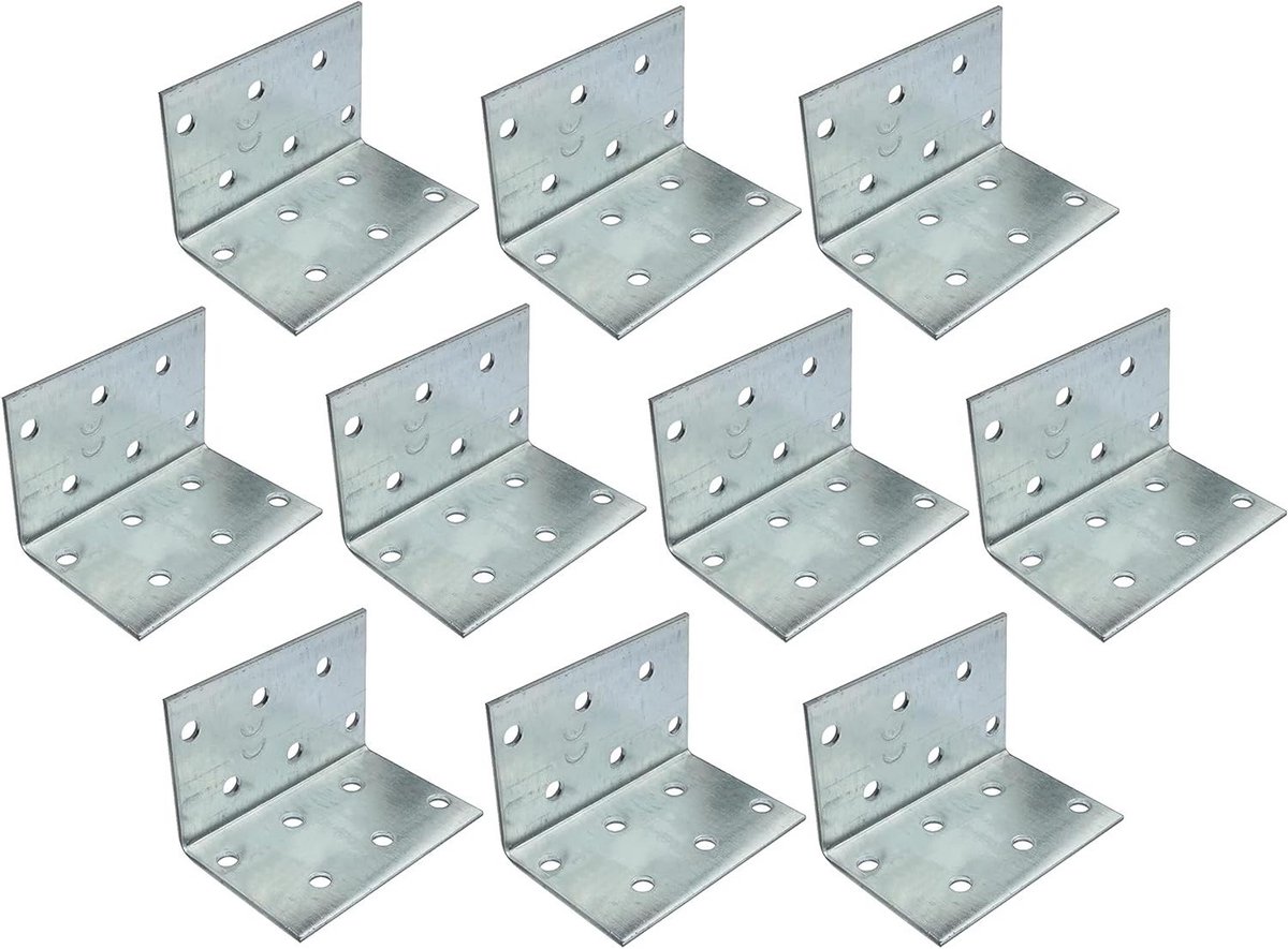 Allecta - Set van 10 geperforeerde montageklemmen - 40 x 40 x 60 mm - rechthoekige bevestigingspoten van verzinkt staal
