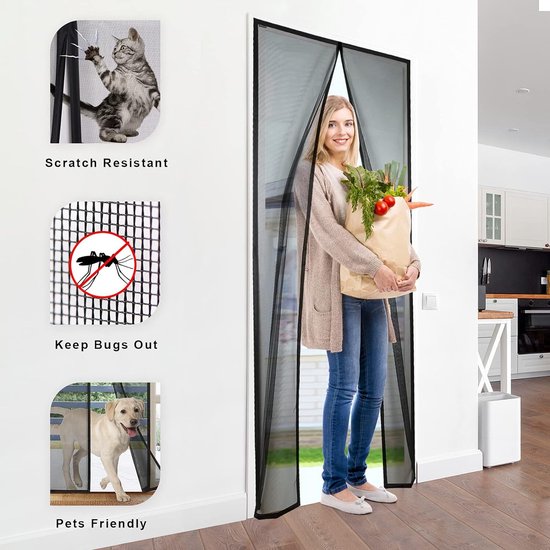 Home & Marker - 2 Stuks - Magnetisch Muskietennet - Deurhor - 100x210cm - Vliegengordijn - Anti-Insecten - Automatische Sluiting - Handsfree - INSECTPROTECT — afbeelding 3