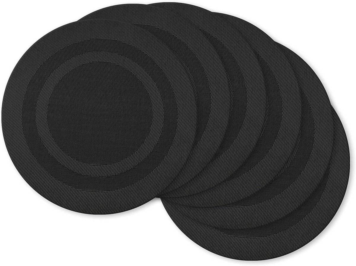 Ronde Geweven Placemat Set 13.7" voor Binnen en Buiten - Zwart