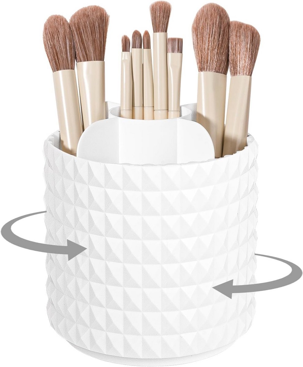 Makeup Borstel Houder Organizer - 360° Draaiende Kosmetica Opberg Cup voor Vanity