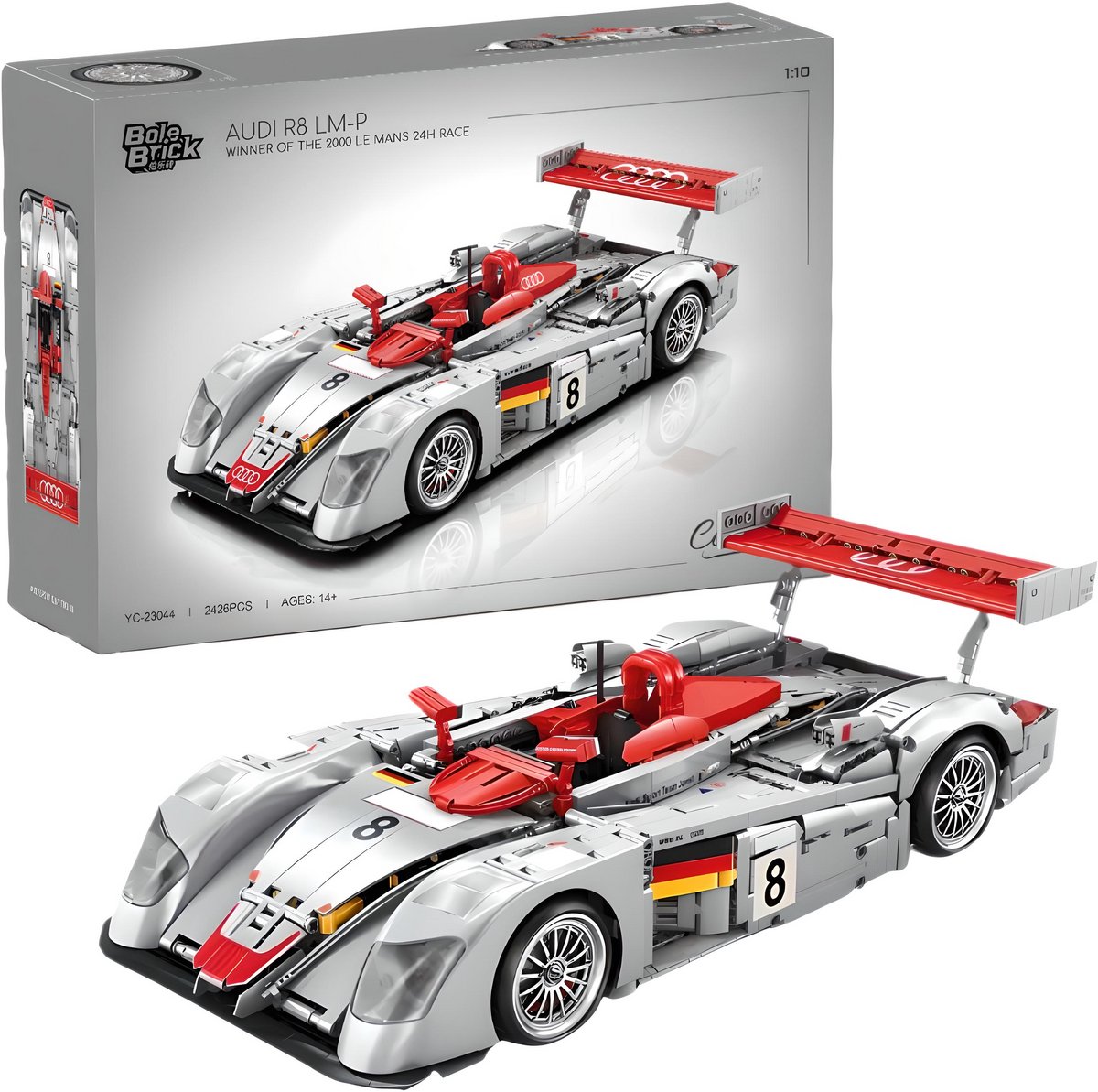 Happy Build YC-23044 | Audi R8 LM-P 2000 | 2426 onderdelen | Statisch | Afmetingen 50×23×14CM | Leeftijd 14+ |  Statisch (ex. RC)