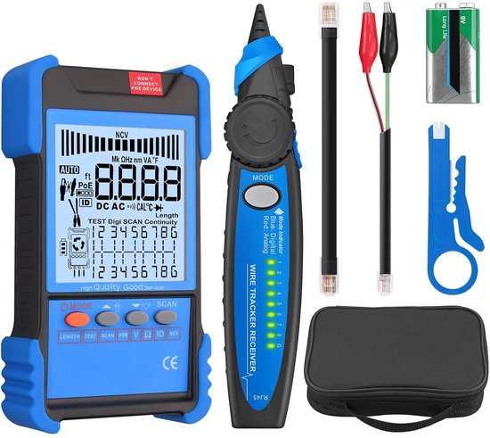 YGiTK Netzwerk Kabeltester POE/RJ45 Tester, Multifunktions Netzwerktester mit LCD, Kabel CAT5/CAT5e/CAT6/Cat7/Cat8 Tracker, Suchgerät zur Überprüfung des Kurzschluss, Quer & Unterbrechungszustandes