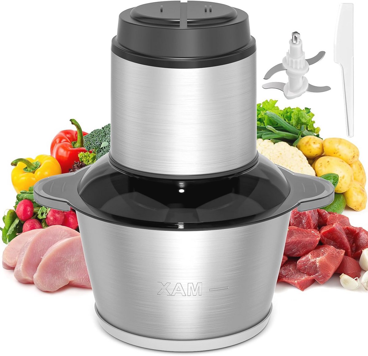 Krachtige 6 in 1 Staafmixer Set met Verwisselbare Snelheid en Spatbescherming voor Smoothies, Soepen, Groenten, IJs en Jam