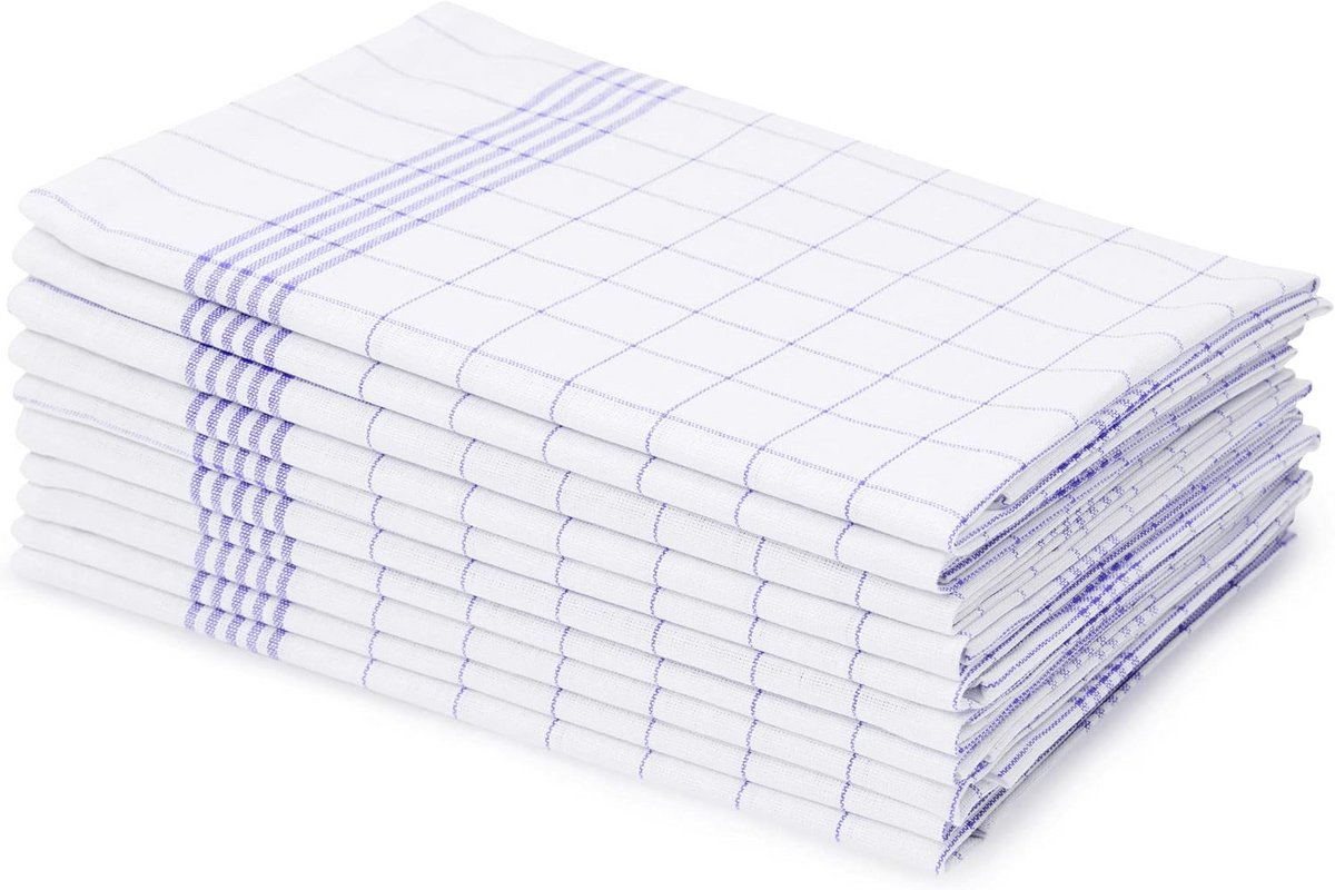 100% katoenen theedoeken (10 stuks) - Blauw - 50 x 70 cm