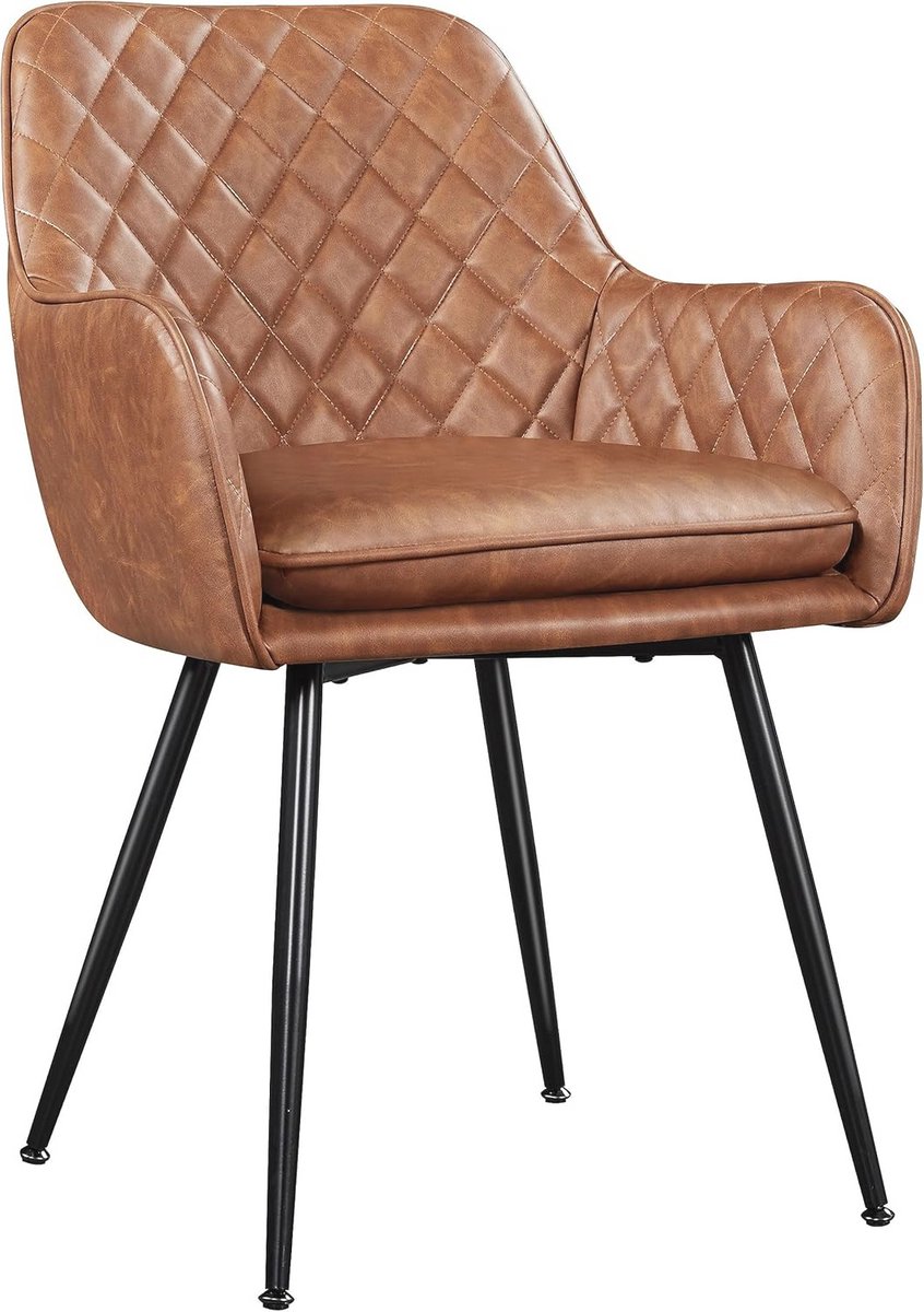 Eetkamerstoelen met armleuning - Gestoffeerde keukenstoelen met kunstlederen bekleding