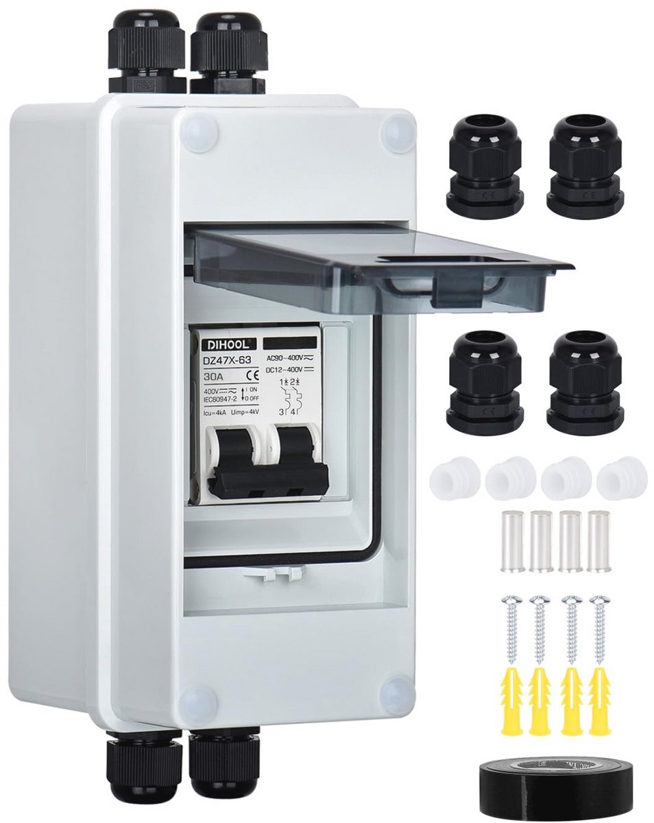 Zekeringautomaat voor PV-systemen - DC scheidingsschakelaar IP65 (10-63A, 2-pillig)
