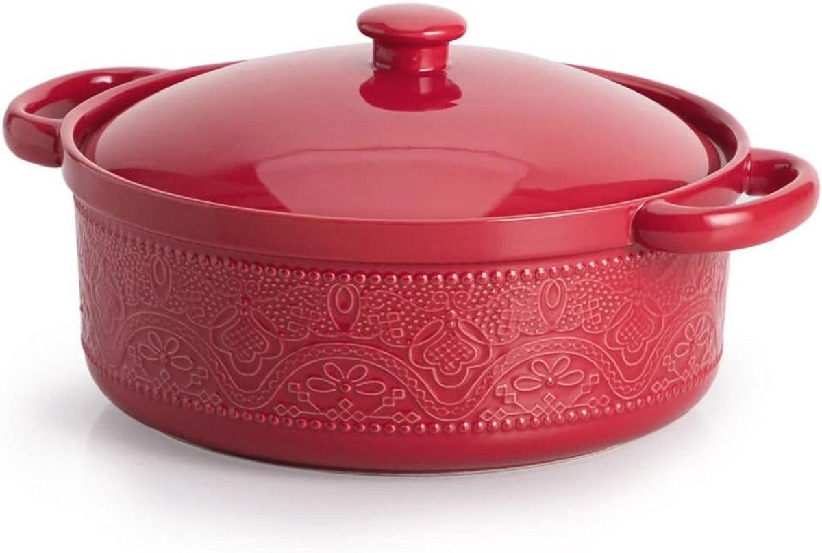 Ronde Keramische Ovenschalen met Deksel 2L - Ideaal voor Diner en Feest