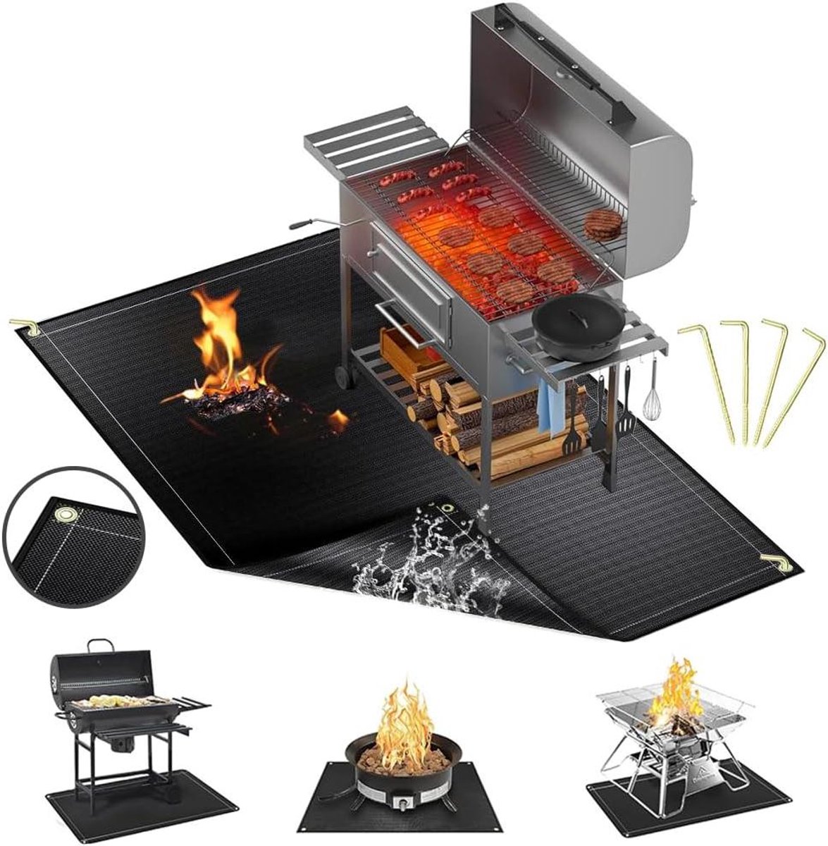 Allecta - Grillmat voor barbecue en open haard, vloerbescherming, opvouwbaar