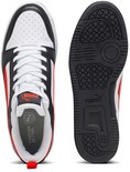 Bovenkant en zwarte buitenzool van de Puma Rebound V6 sneaker.