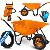 MASKO® Kruiwagen 100L met Luchtbanden max. 250kg laadvermogen inclusief Handschoenen