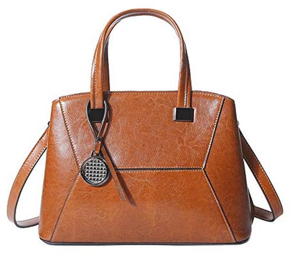 Leren Handtas voor Dames met Korte Handvatten - Schoudertas en Crossbody Tas