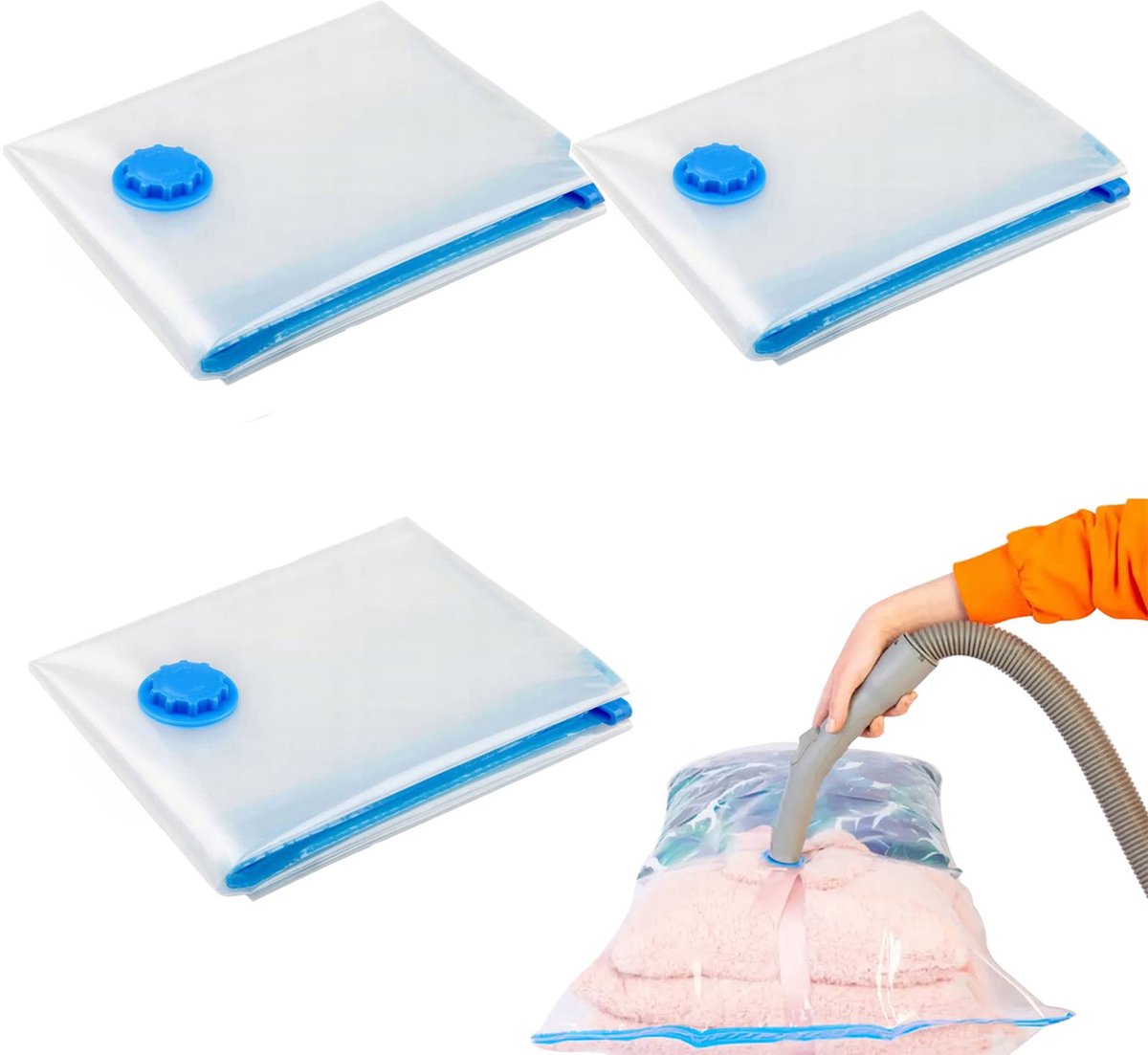 Unyqoos® Set van drie vacuüm opbergzakken voor efficiënte luchtdichte opslag en reizen