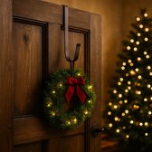 Decoris Kerstkrans hanger - 28 cm - ijzer bruin - kerstkransen ophangen - deurhanger/haak - deurhanger