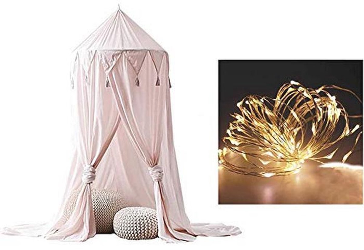 Domevormige Bedhangmat met Feestverlichting en Muggennet voor Kinderkamer