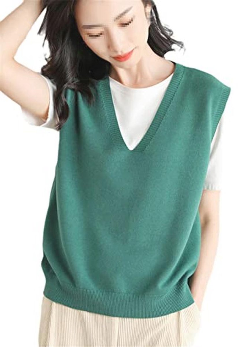 Dames V-hals Mouwloze Trui Vest - Herfst Winter Casual Gebreide Tops