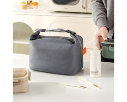 Geïsoleerde lunchtas voor één verpakking, lunchbox van aluminiumfolie, koelelement, draagbare tas voor het bewaren van eten voor het avondeten/picknicken (grijs)