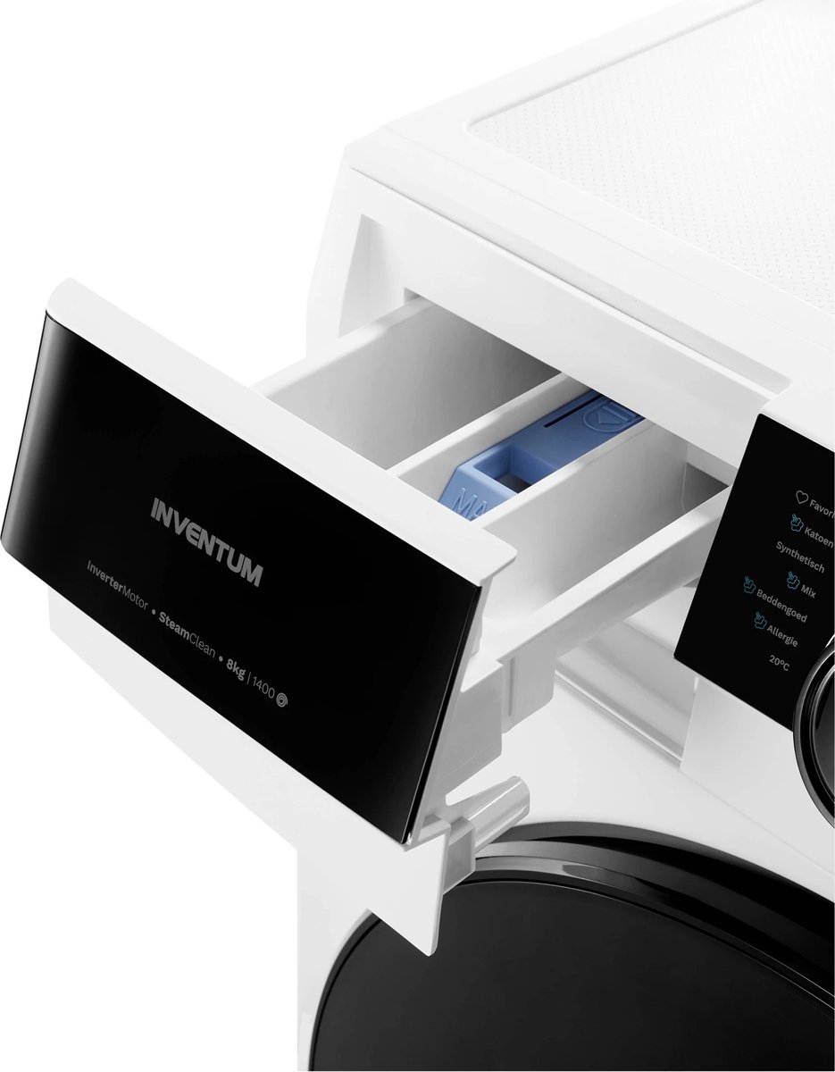 Inventum VWM8030W Wasmachine - 8kg - 1400 toeren - Energielabel A-30% - Stoomfunctie - Wit thumbnail 4