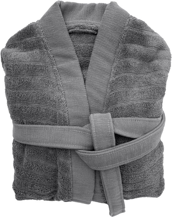 Heckettlane Badjas Katoen Prestige - Classic Anthracite - Maat M - Badjas 100% Katoen - Badjas / Kamerjas Dames - Badjas / Kamerjas Heren