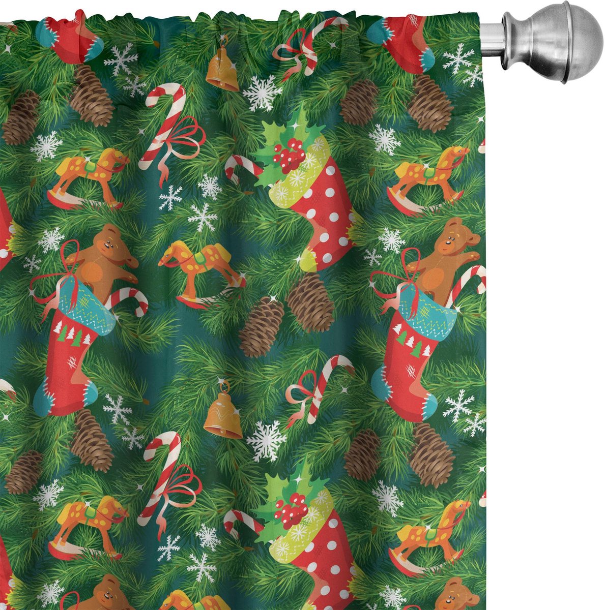ABAKUHAUS Pine – Gordijnen 2x75x175 cm – Microvezel – Gedeeltelijke verduistering Donkergroen