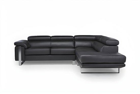 Canapé d'angle cuir MYSTIQUE - Zwart - Angle droit L 253 cm x H 87 cm x P 213 cm