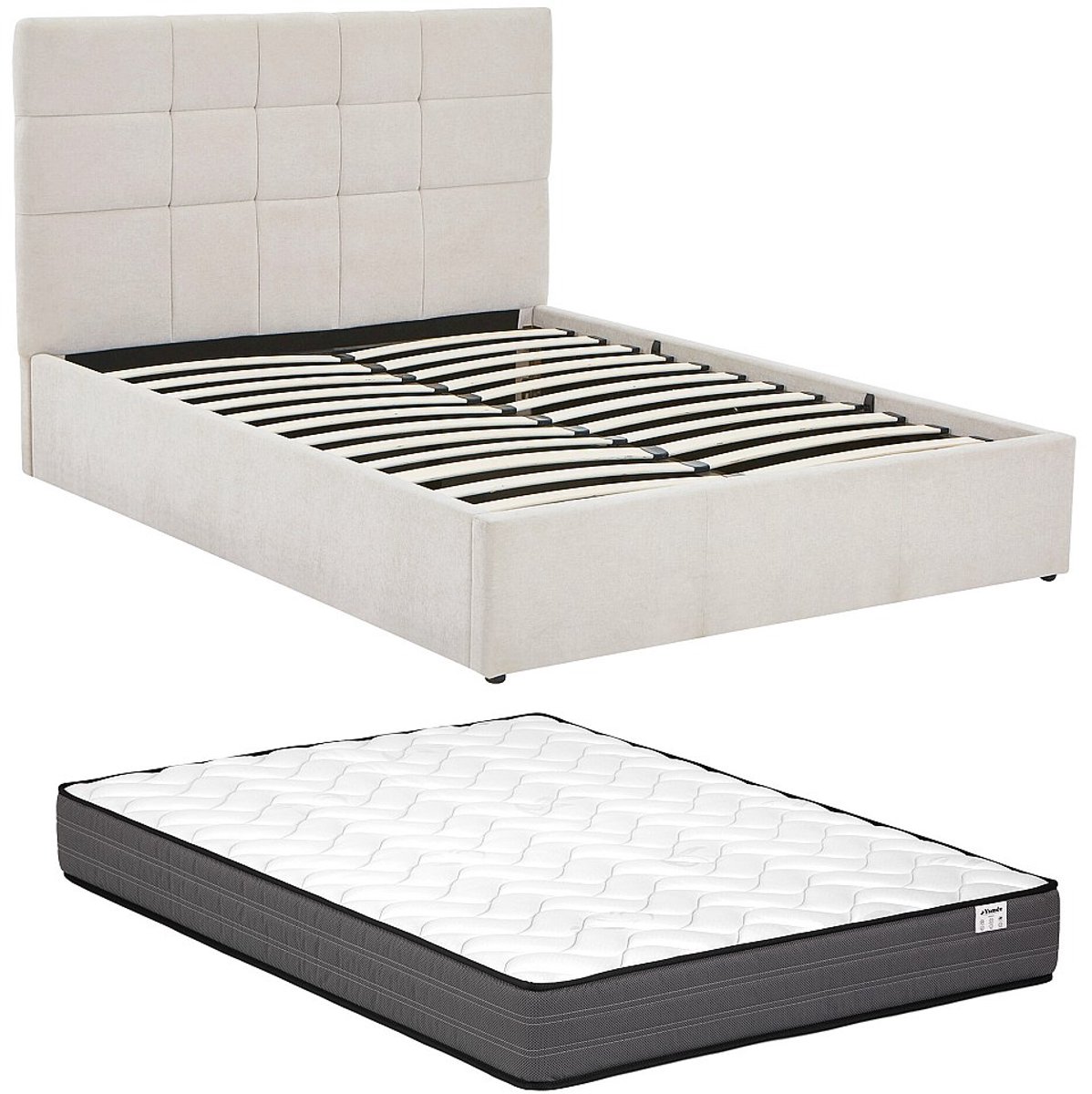 Vente-unique Bed met opbergruimte stof beige 140 x 190 cm