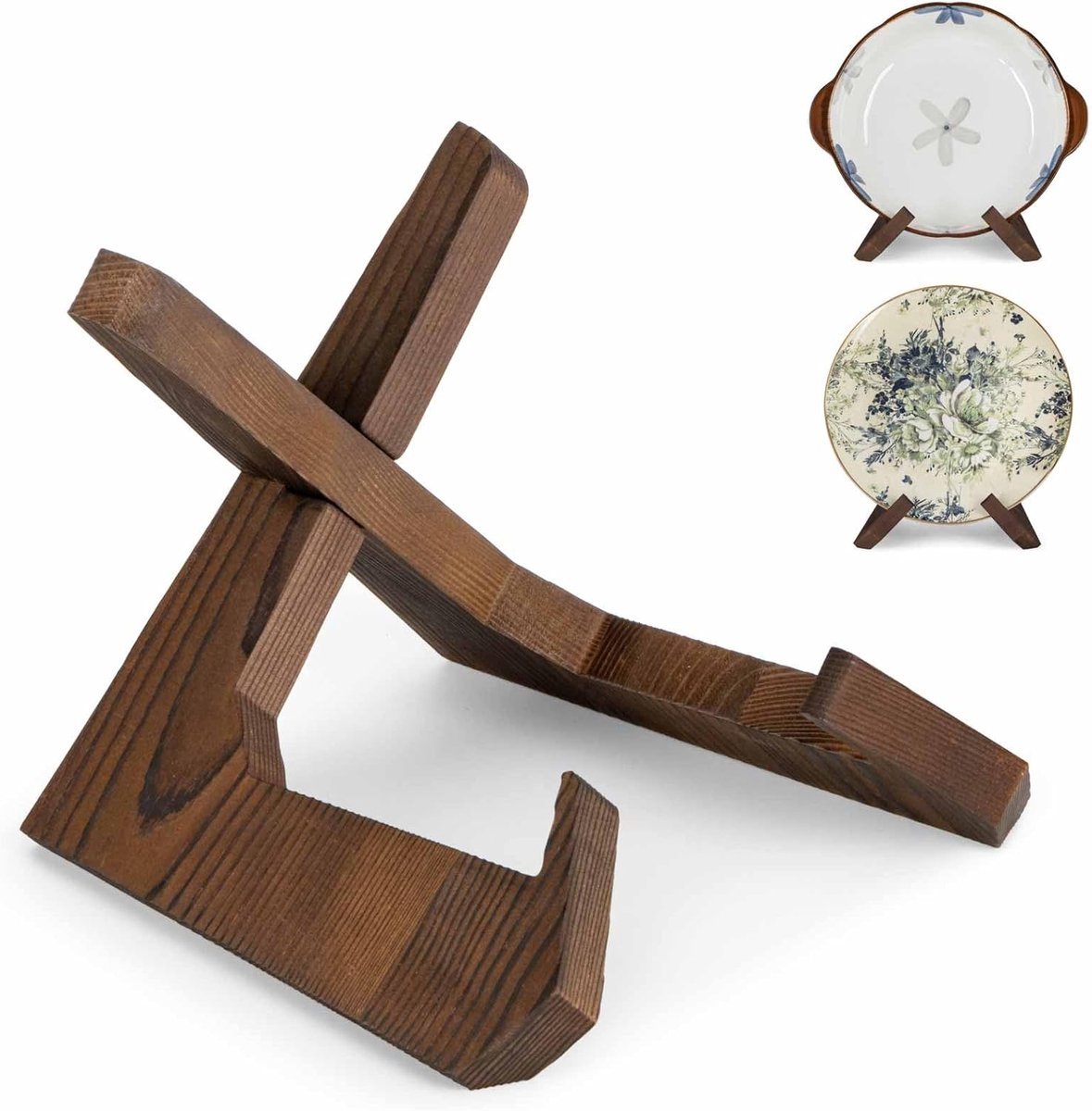 Stunq® Houten Serveerstandaard met Verrijdbare Ondersteuning voor Schalen en Borden - Duurzaam en Stabiel