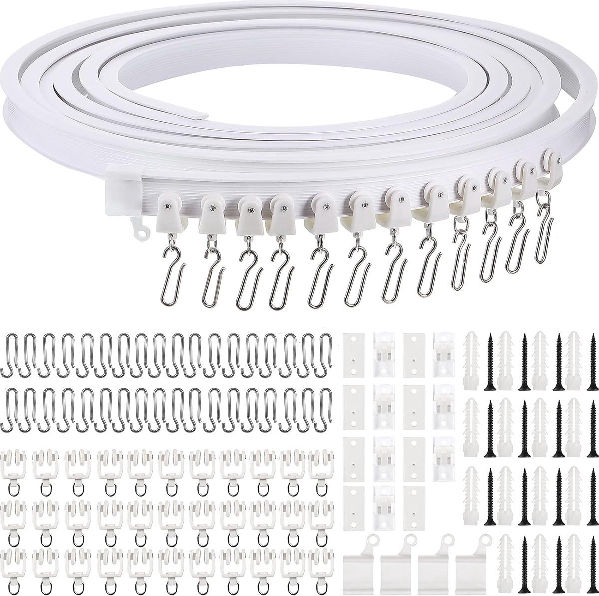 Stunq® Multifunctionele Plafond Gordijnrail - 5 Meter Lengte met Bevestigingsset