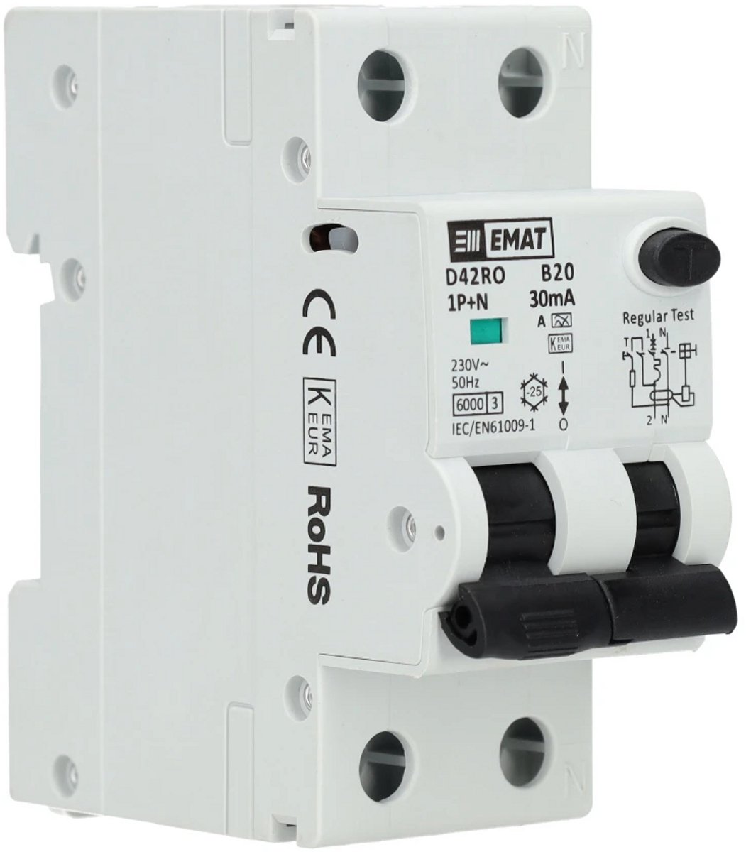 EMAT aardlekautomaat B20 1P+N 30mA Type A (85006406)
