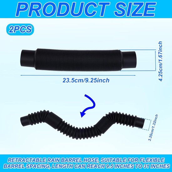 YourCasa Regenwatertankaansluiting [filter en kroonboor] flexibele slang 30 cm - tankaansluitset - 2 x regenwatertankdoorvoer 32 mm - watertankaansluiting