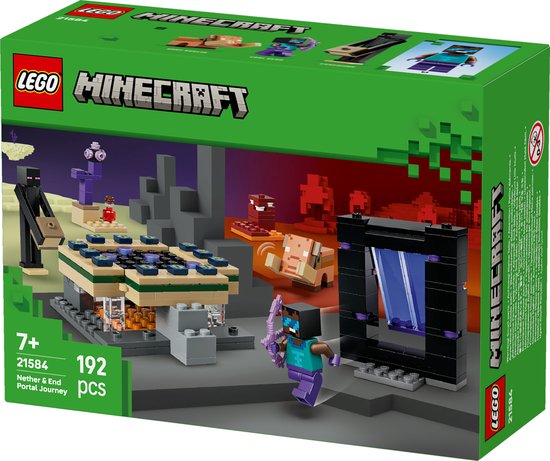 LEGO Minecraft - Voyage au Nether et portail de l'End - Jouets vidéo pour Enfants - 21584