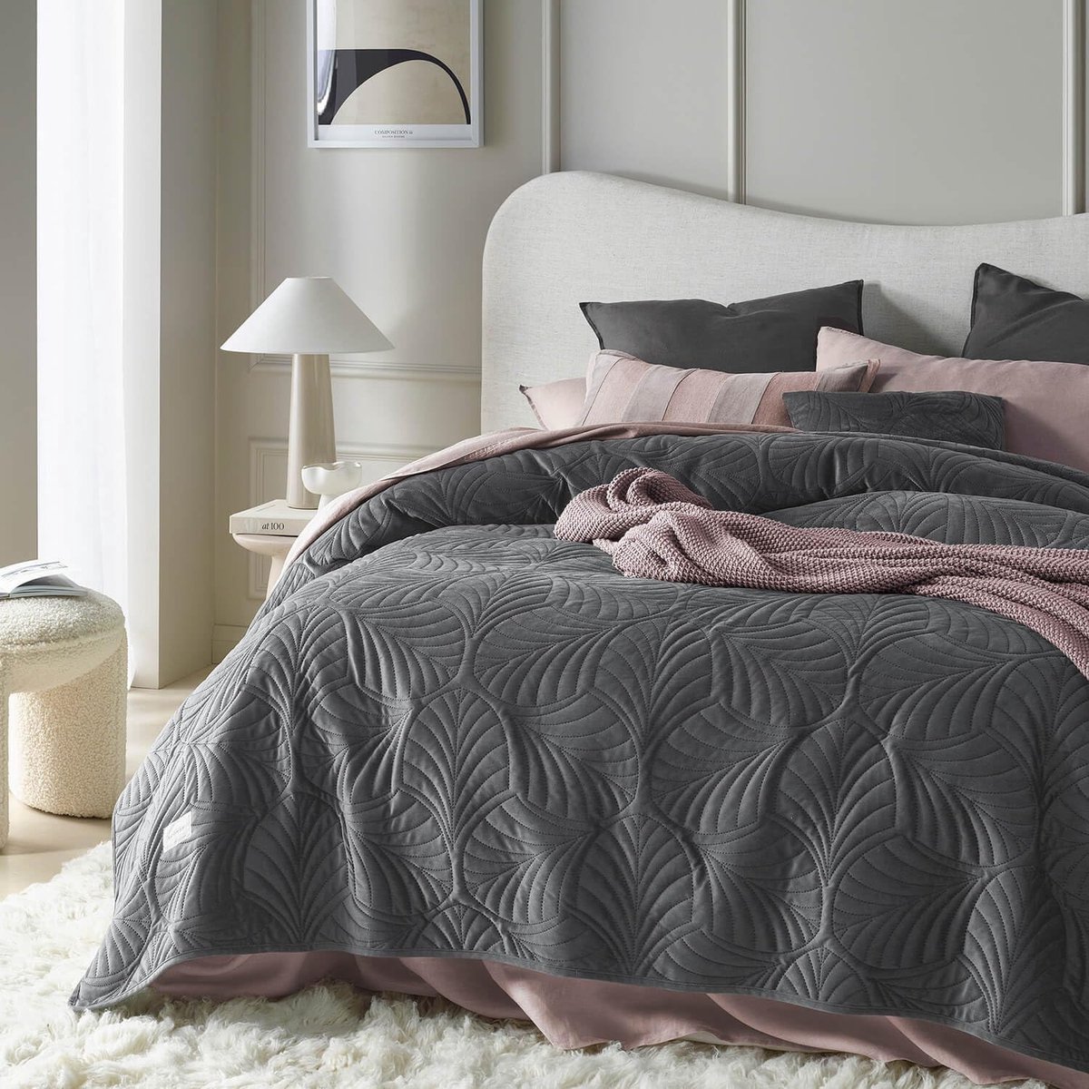 Stunq® Zachte Luxe Veldboord – Donkergrijs, 200 x 220 cm – Premium Fluweel Textiel