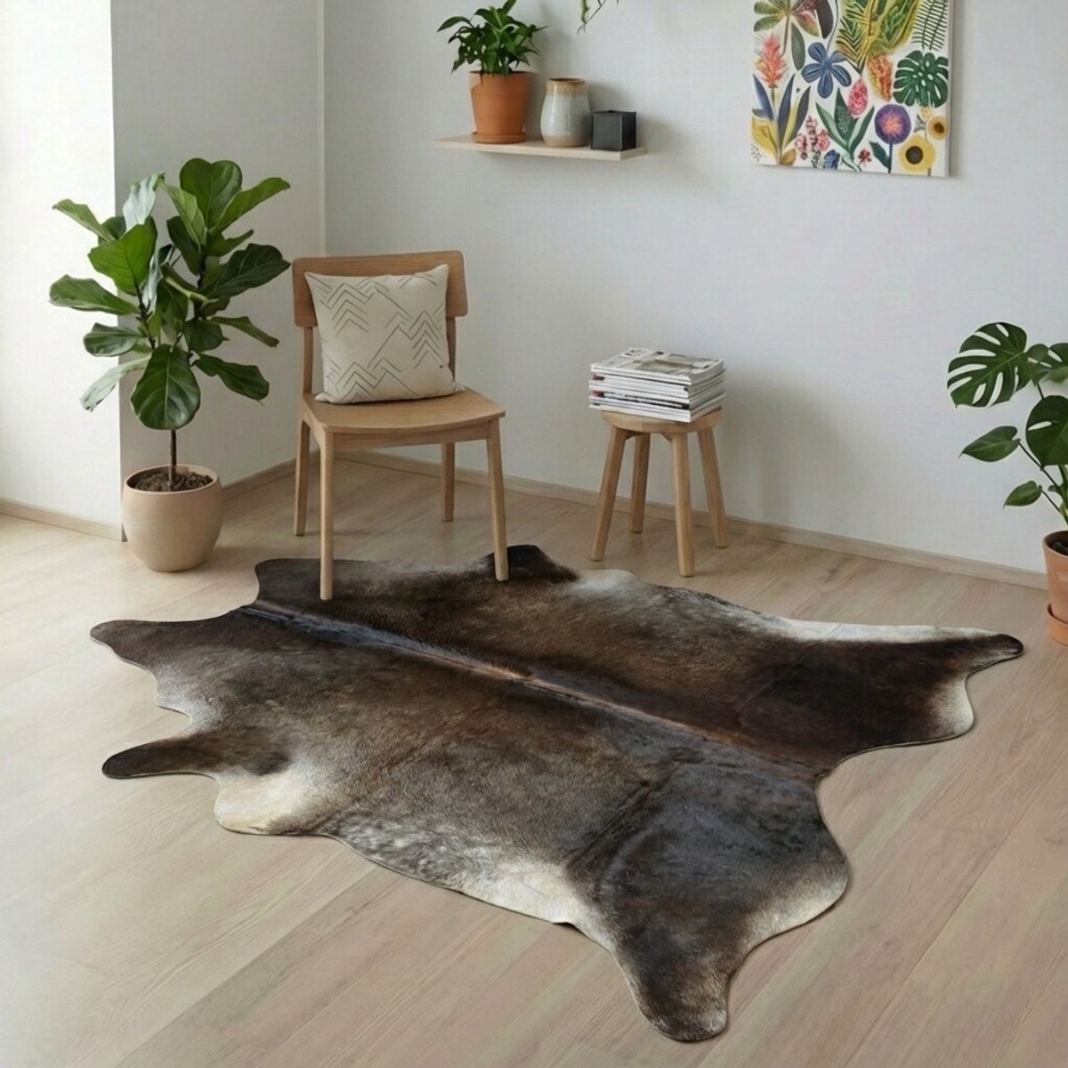Koeienhuid Vloerkleed - Effen / Solid / 0162 - 217 x 201 cm - Koeienkleed / Koeienvel / Dierenvel / Dierenhuid / Koehuid Tapijt