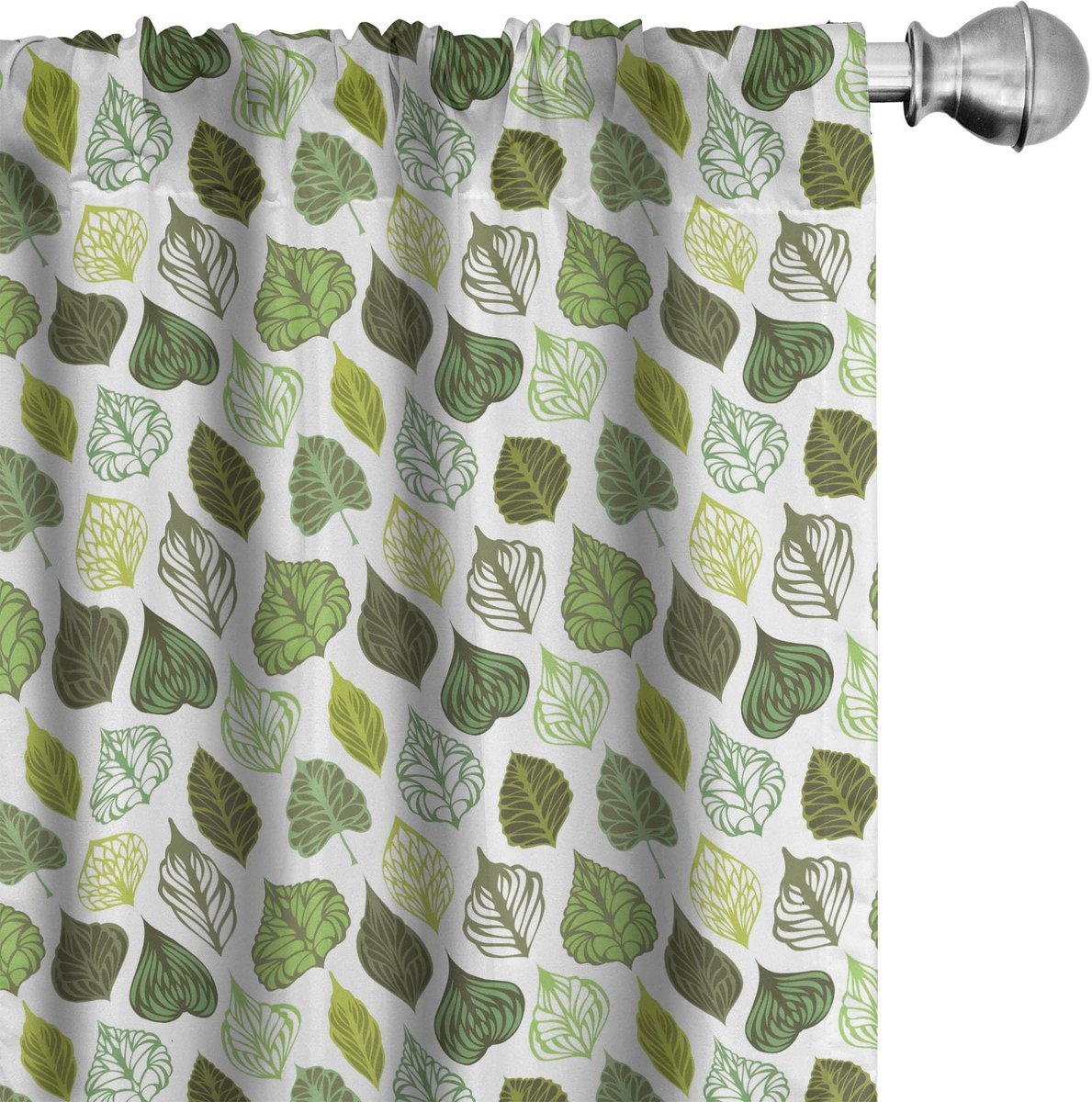 ABAKUHAUS Bladeren Voorhangen – Gordijnen – Groen, Lichtgroen – 2×75×225 cm – 100% microvezel