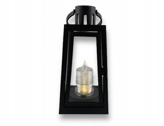 Lantaarn ANKA B24xL24xH70 met LED zwart Lantaarn ANKA B24xL24xH70 met LED zwart