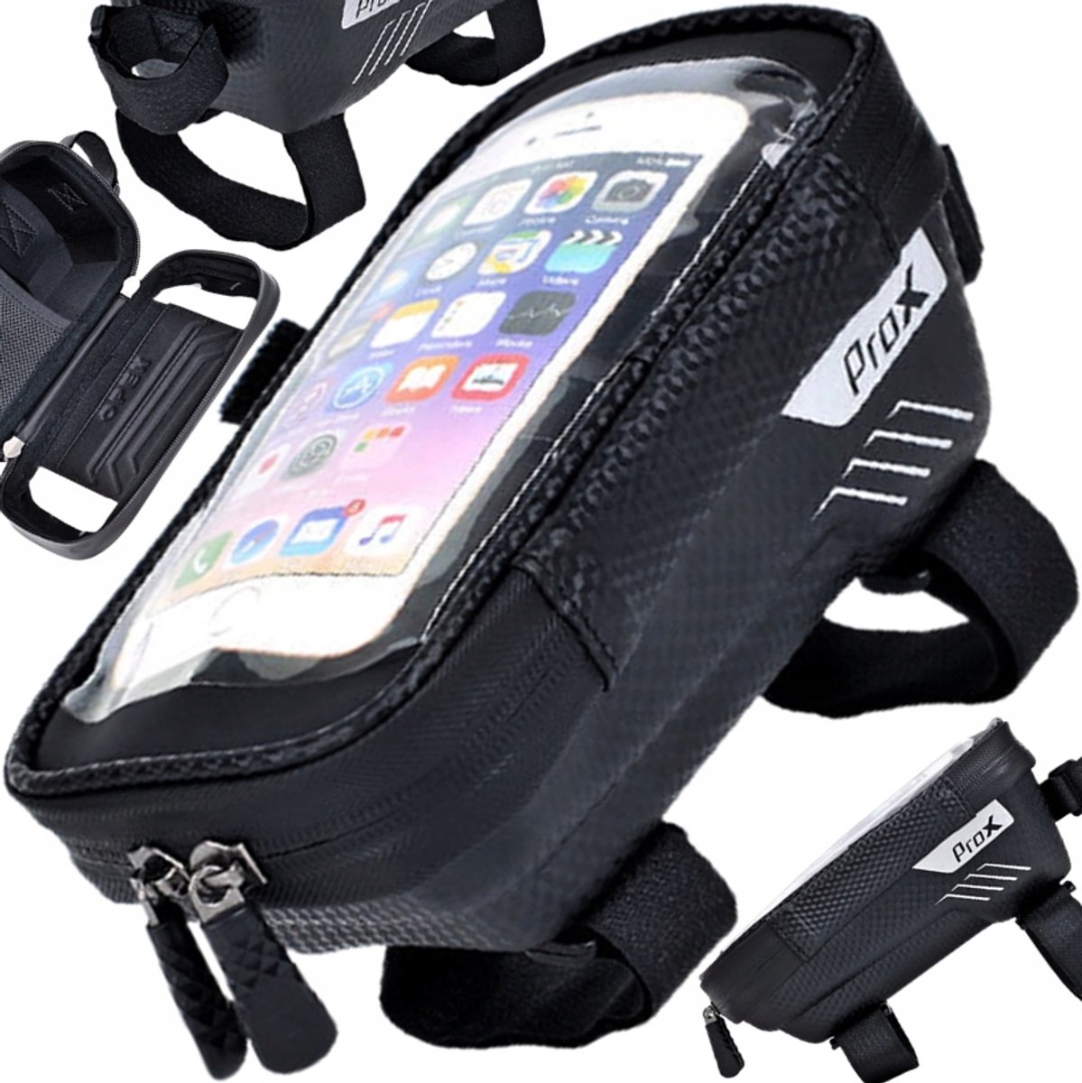 Waterdichte Fietsframetas met Telefoonhouder (1L)