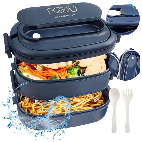 FRADABOX® Bento Lunchbox Blair, 2 etages, premium roestvrijstalen doos geïsoleerd met vakken, maaltijdvoorbereiding, bento box, broodyoghurt en salade, grote broodtrommel voor volwassenen