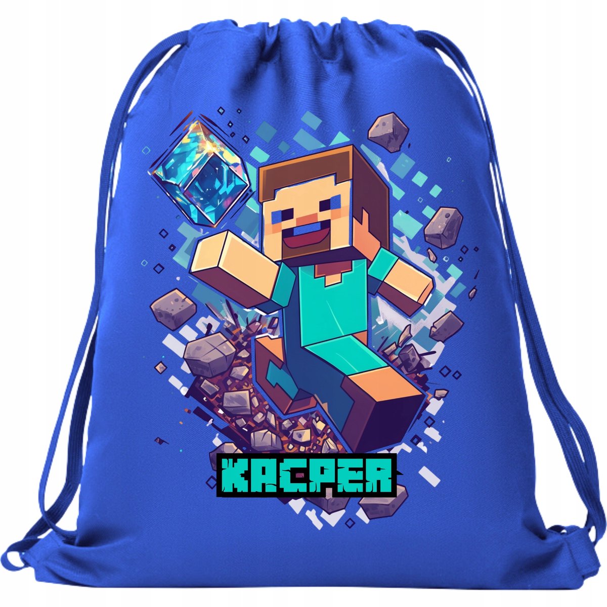 Minecraft Steve Diamant Rugzak - Gepersonaliseerde Schoenen- en Gymtas