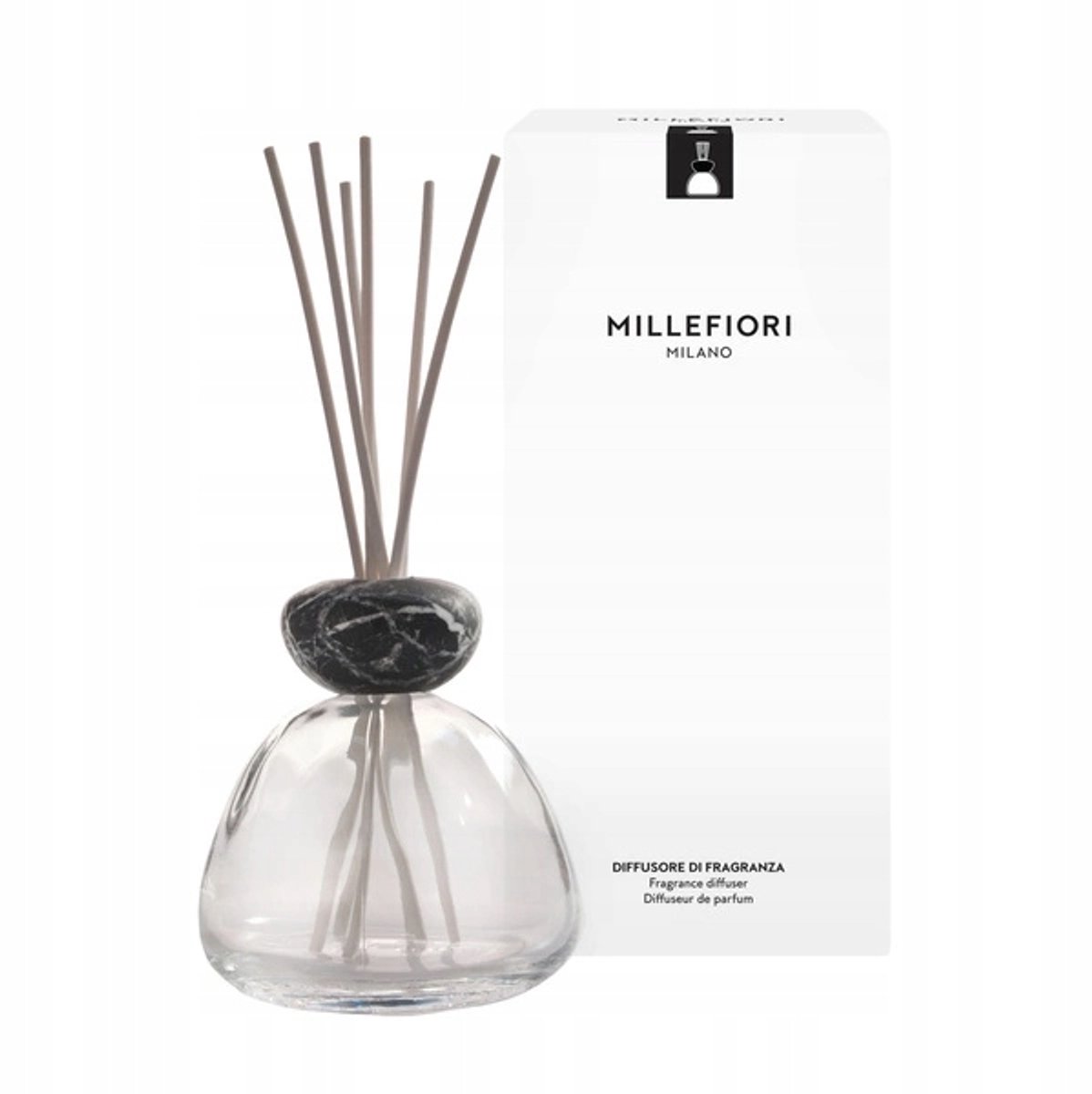 Millefiori Milano Marmerglas Geur Diffusor - Transparant Zwart