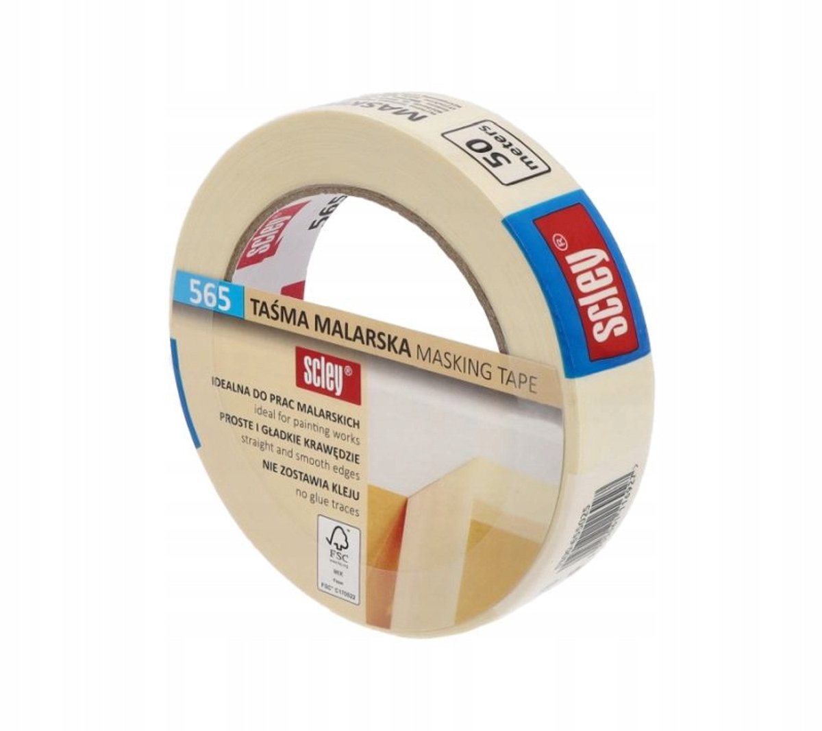 Scley 565 Schilder-afplaktape 25mm x 50m - Precisie voor Kleurranden