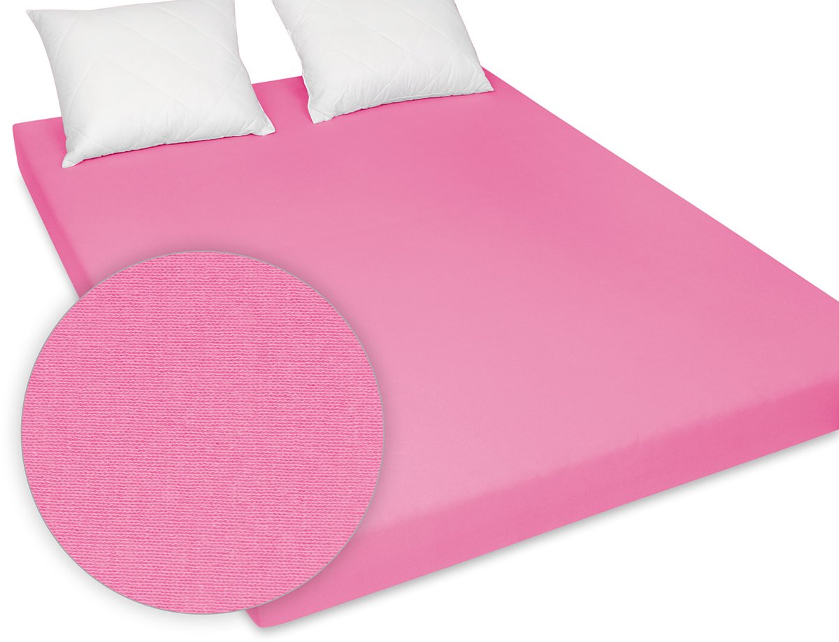 Jersey hoeslaken met elastiek 200x200 cm - Roze
