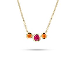 Gisser Jewels N1040YOF-42+5 Dames Ketting Zirkonia Oranje Roze 42+5 cm Goudkleurig