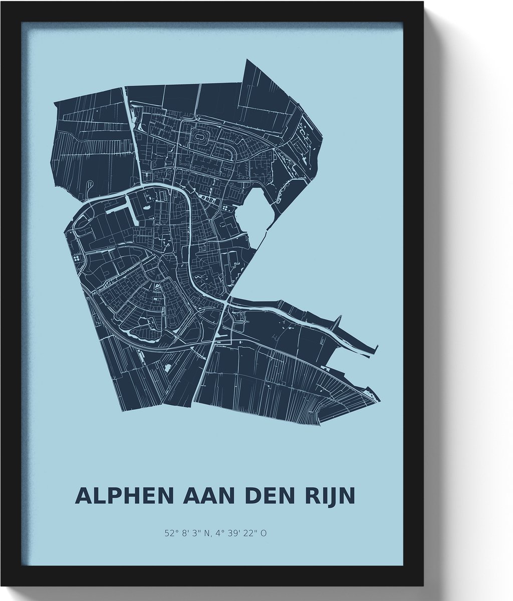 Poster Alphen aan den Rijn A3 - 30 x 42 cm - Blauw (Exclusief Lijst)