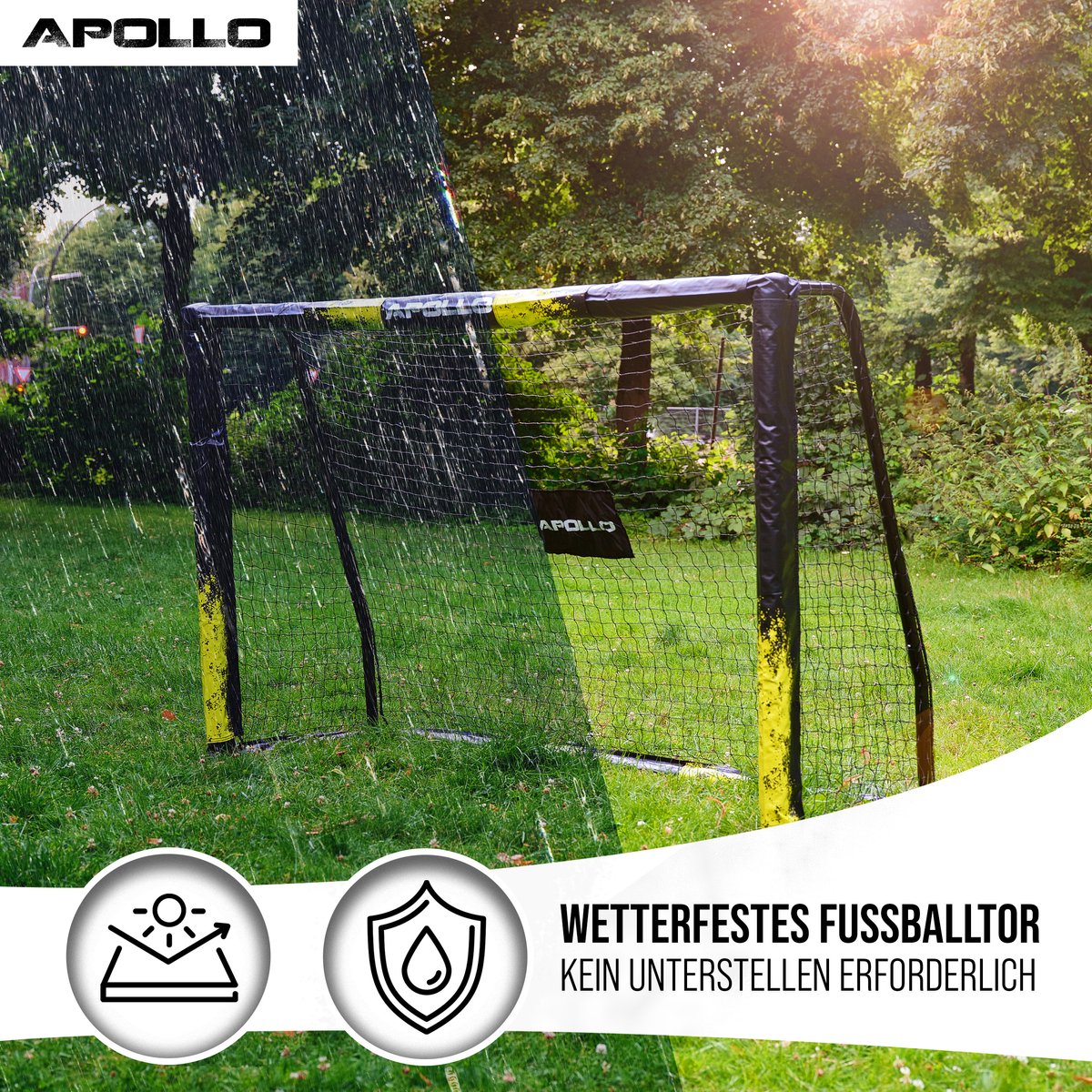 But De Football Apollo Goal Master - Pour Jardin, Tailles 180/240/300 Cm, Avec Filet Et Revêtement Mousse