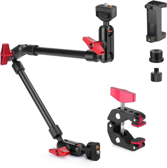 K&F CONCEPT 9,8 Magic Arm met Klem, Super Clamp met 1/4 3/8 schroef, camerarm met koude schoenhouder voor DSLR Action Cam Monitor Statief, Camera Mount Compatibel met DJI Osmo GoPro Hero Insta360